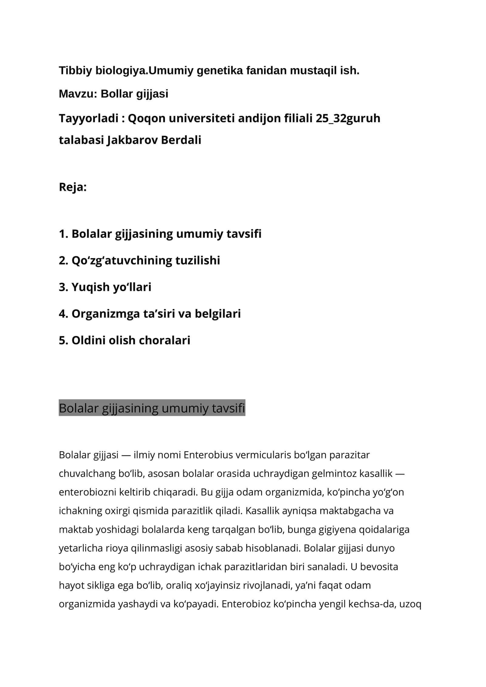Bolalar gijjasi 1