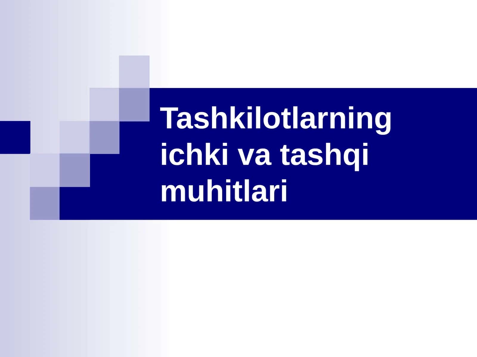 Tashkilotlarning ichki va tashqi muhitlari 1