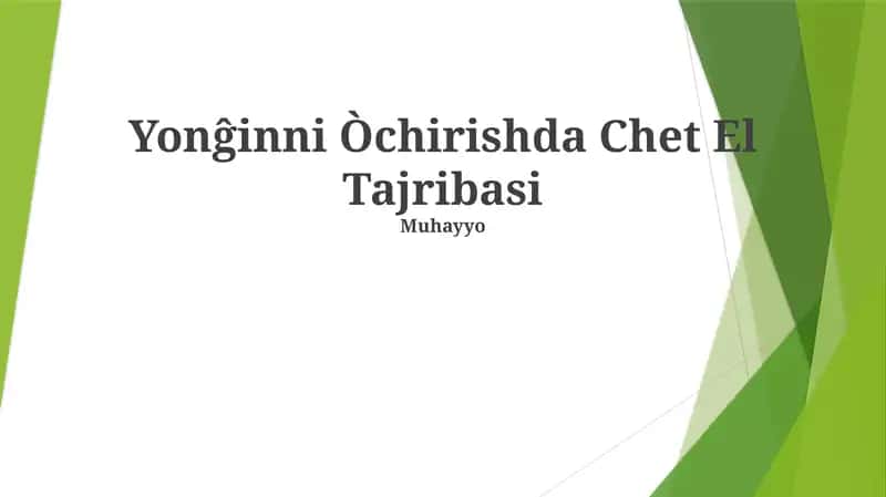 Yonĝinni Òchirishda Chet El Tajribasi 1