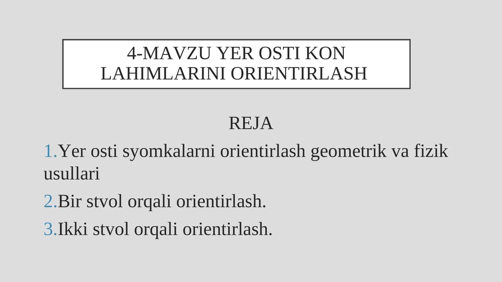 Yer osti kon lahimlarini orientirlash 1
