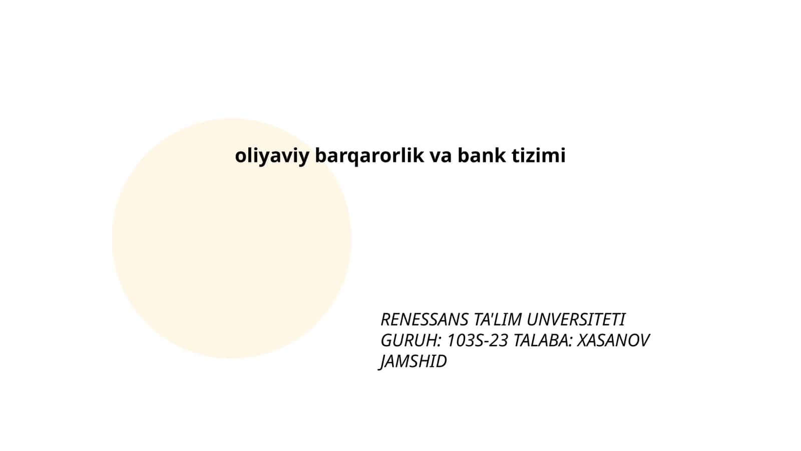 Oliyaviy Barqarorlik va Bank Tizimi 1