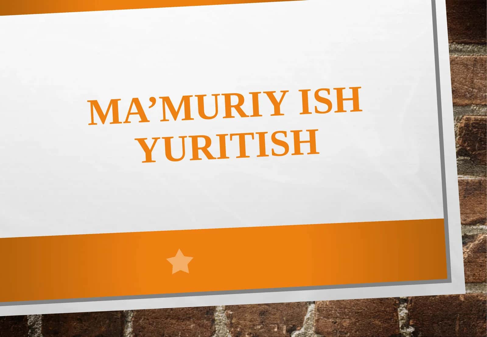 Ma’muriy ish yuritish 1