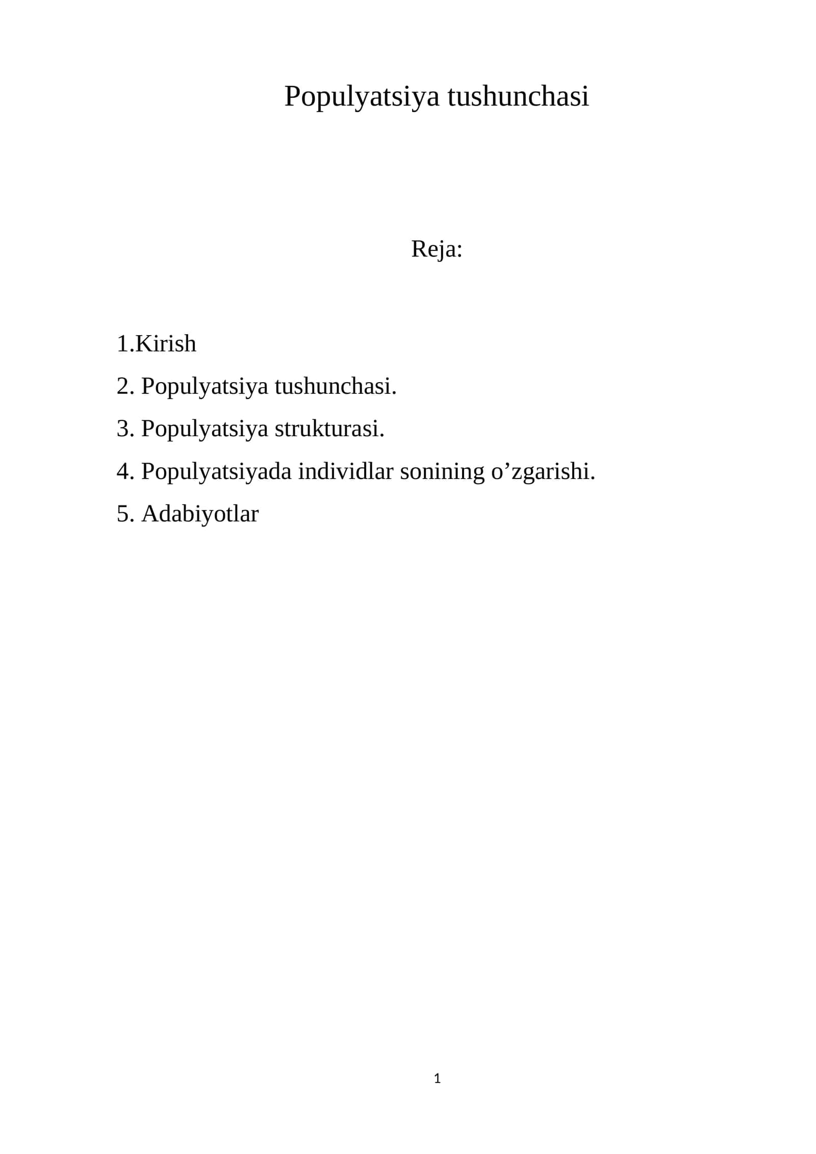 Populyatsiya tushunchasi 1