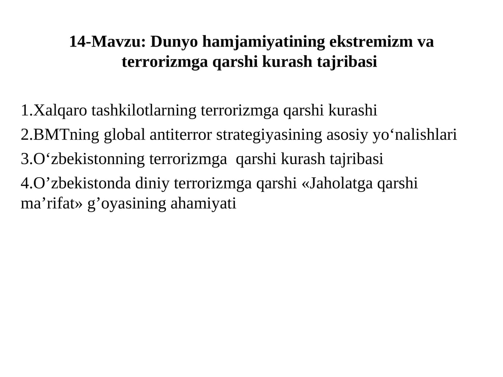 Ekstremizm va terrorizmga qarshi kurash 1