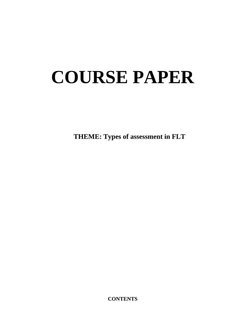 Types of assessment in FLT 1