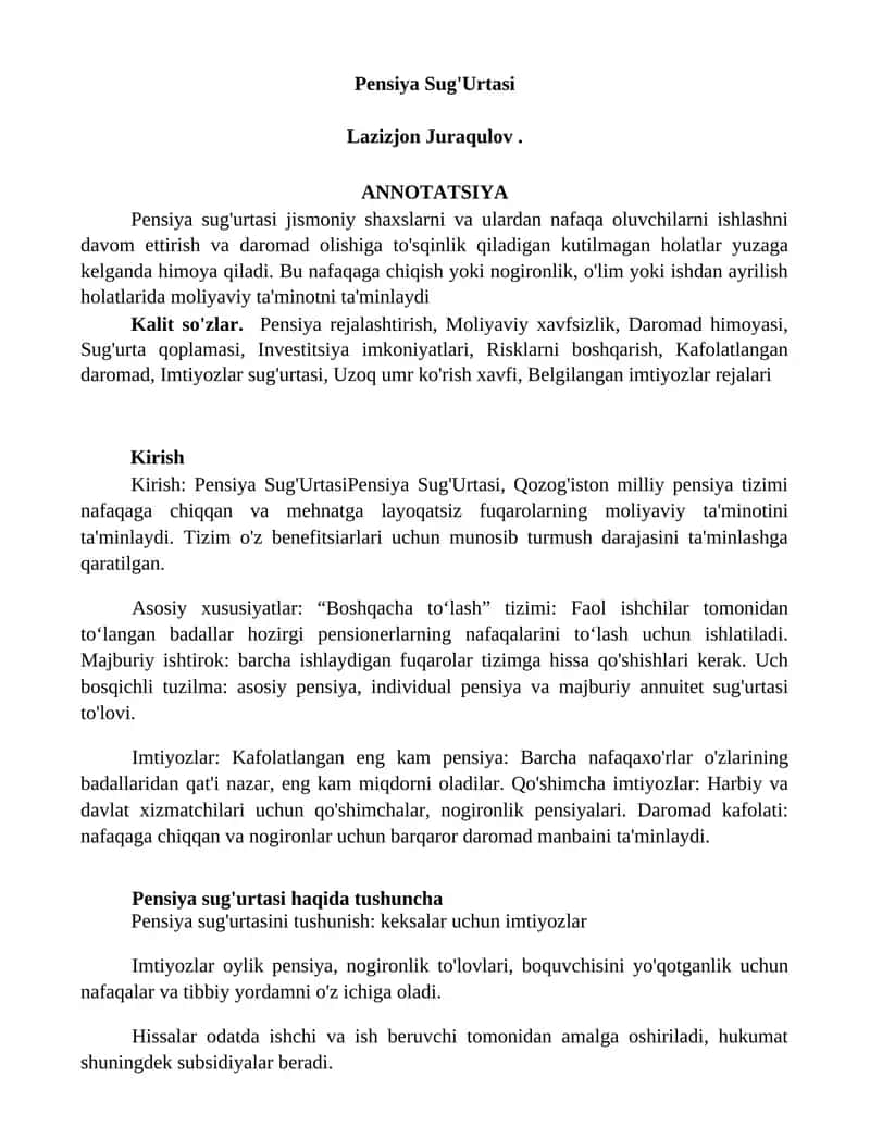 Pensiya Sug'Urtasi 1