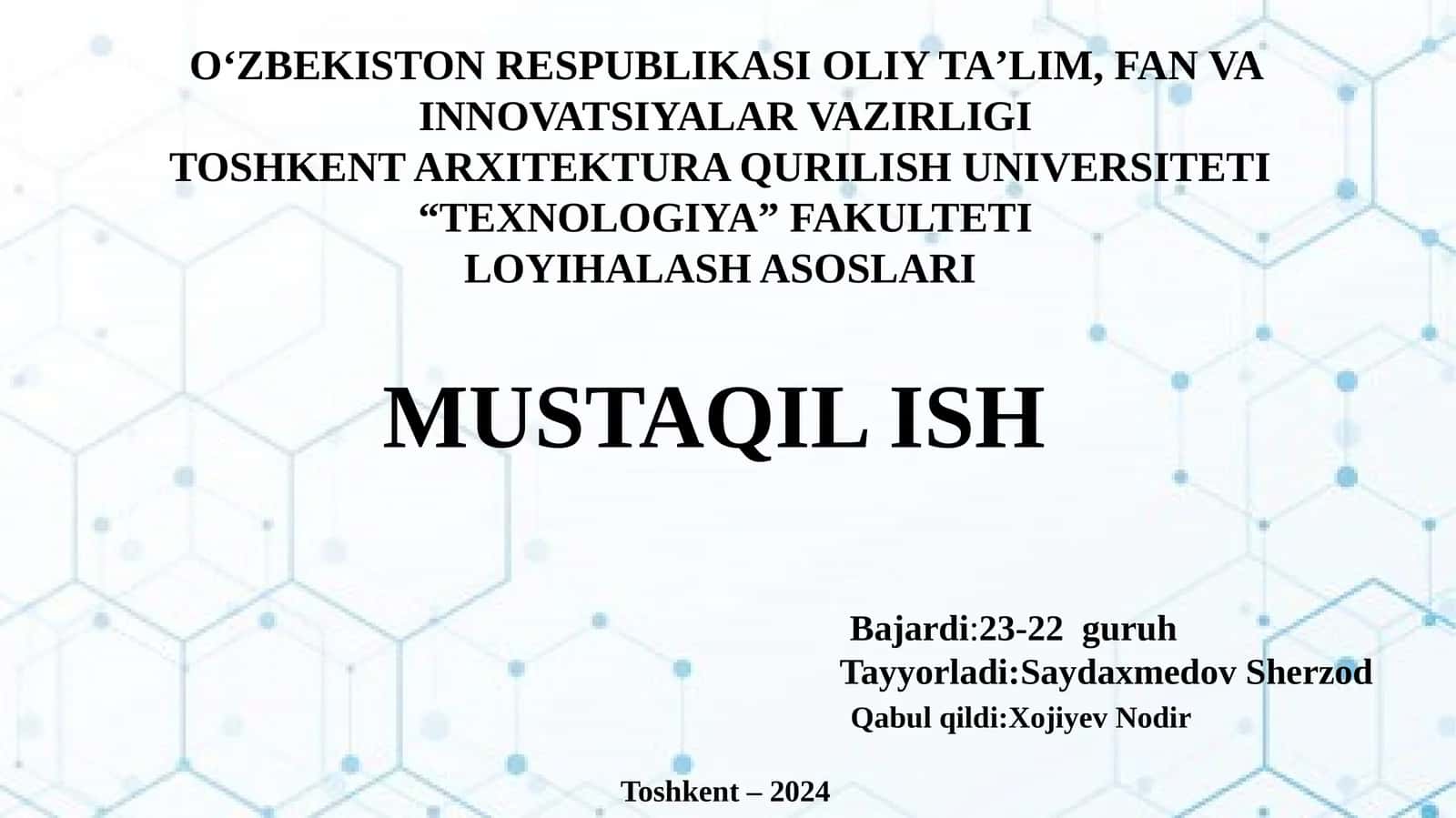Jamoat binolari va inshootlari loyiha qilish asoslari 1