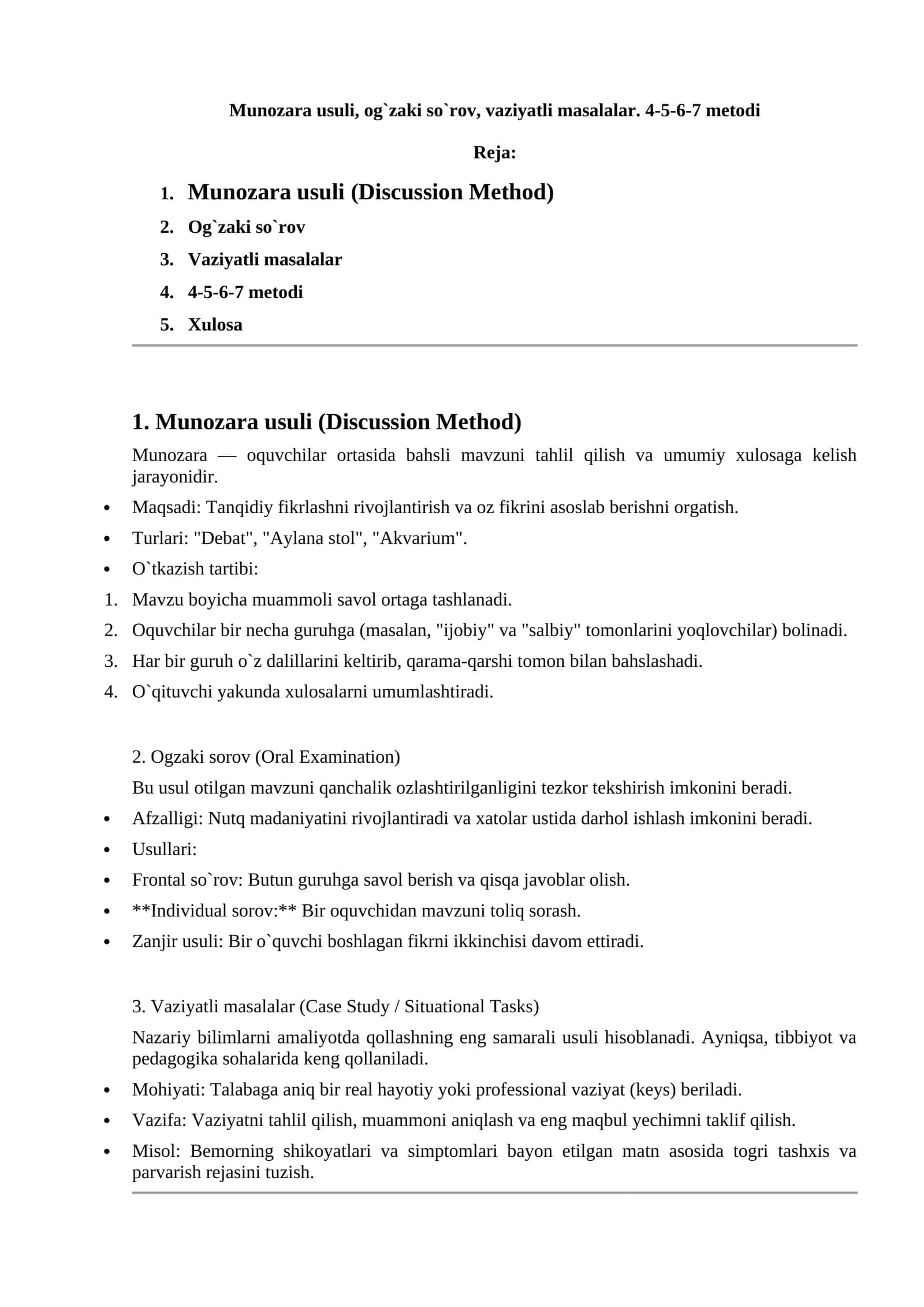 Munozara usuli (Discussion Method) 1