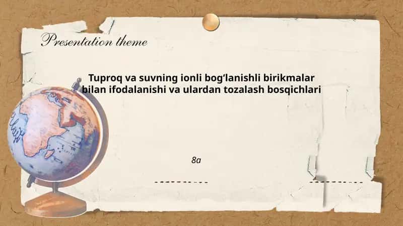 Tuproq va suvning ionli bogʻlanishli birikmalar 1