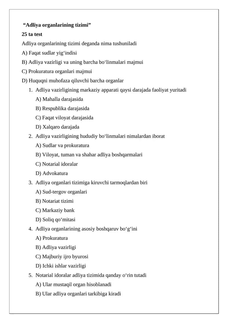 Adliya organlarining tizimi 1