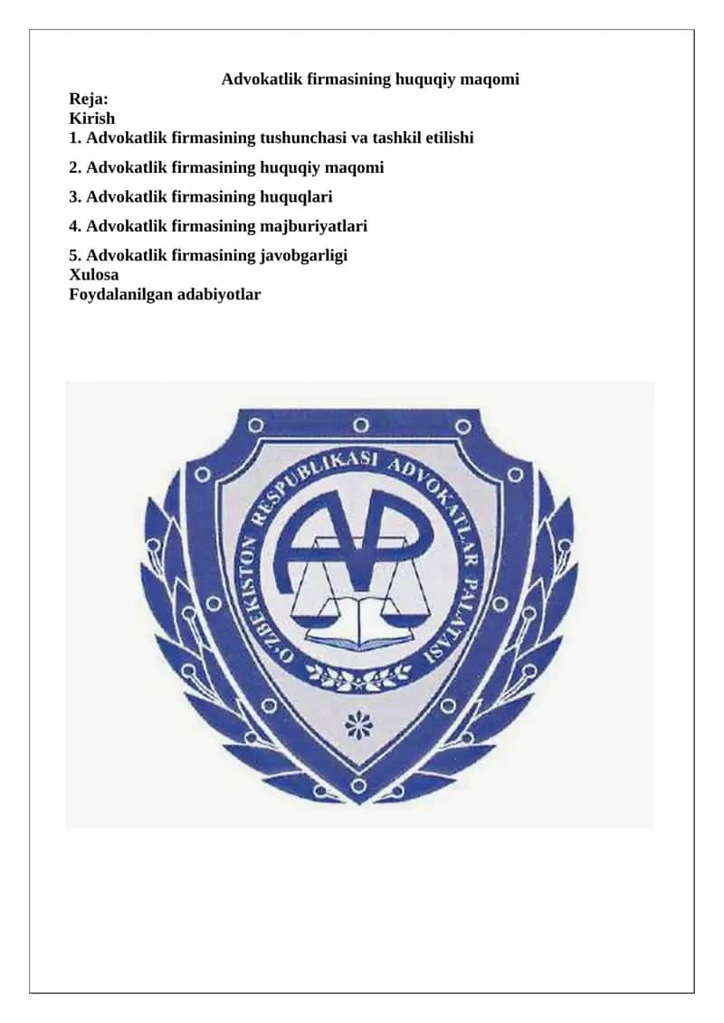 Advokatlik firmasining huquqiy maqomi 1