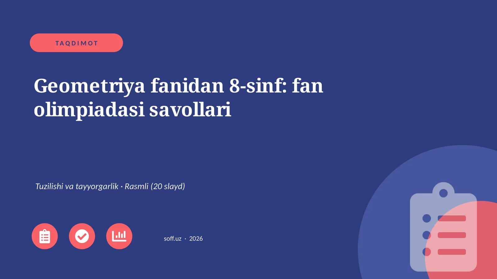 Geometriya fanidan 8-sinf: fan olimpiadasi savollari 1