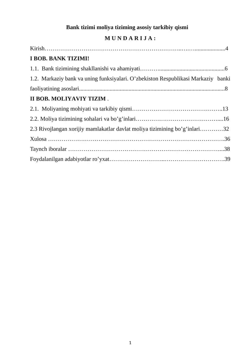 Moliya Tizimi 1