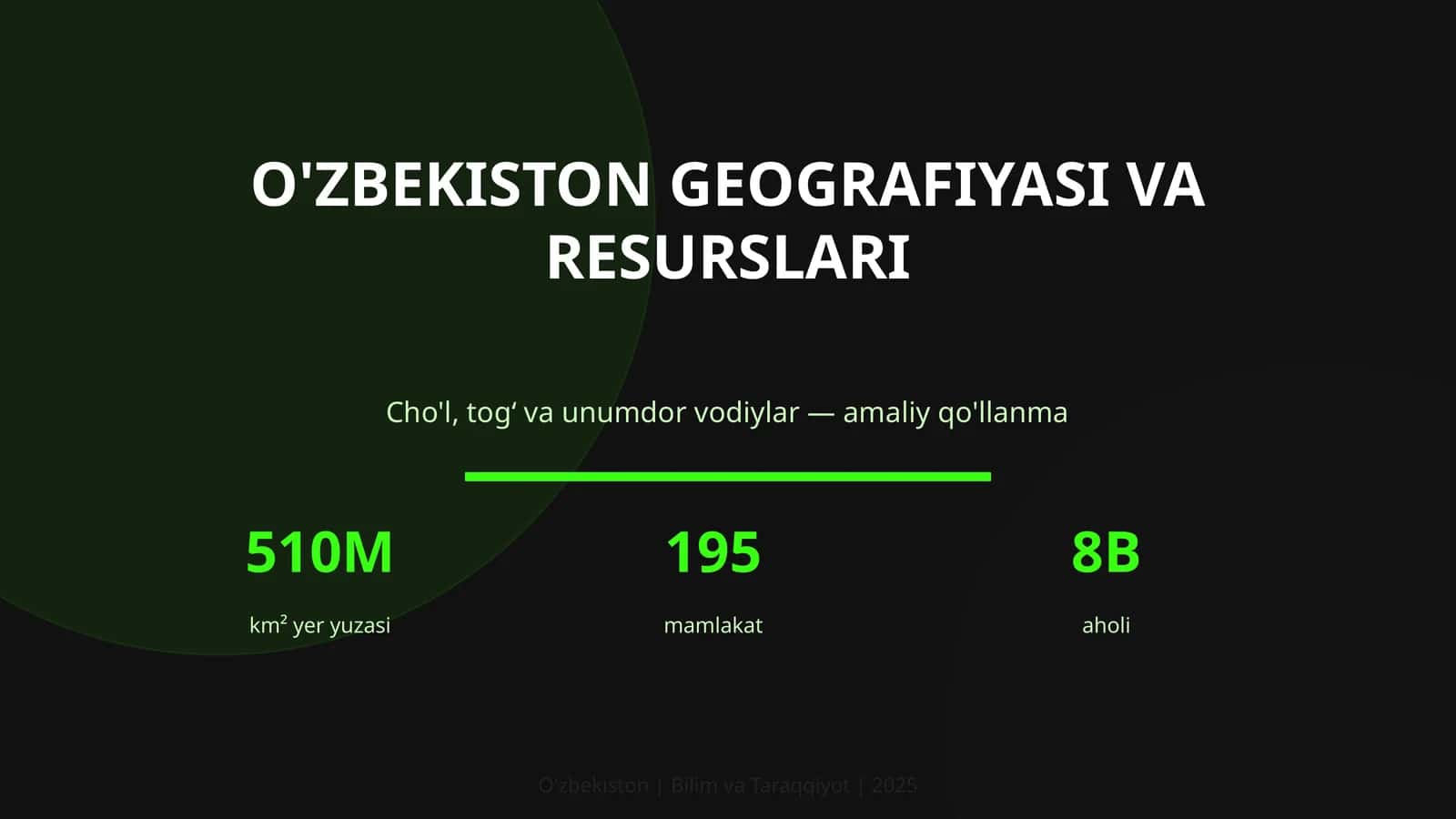 O'ZBEKISTON GEOGRAFIYASI VA RESURSLARI 1
