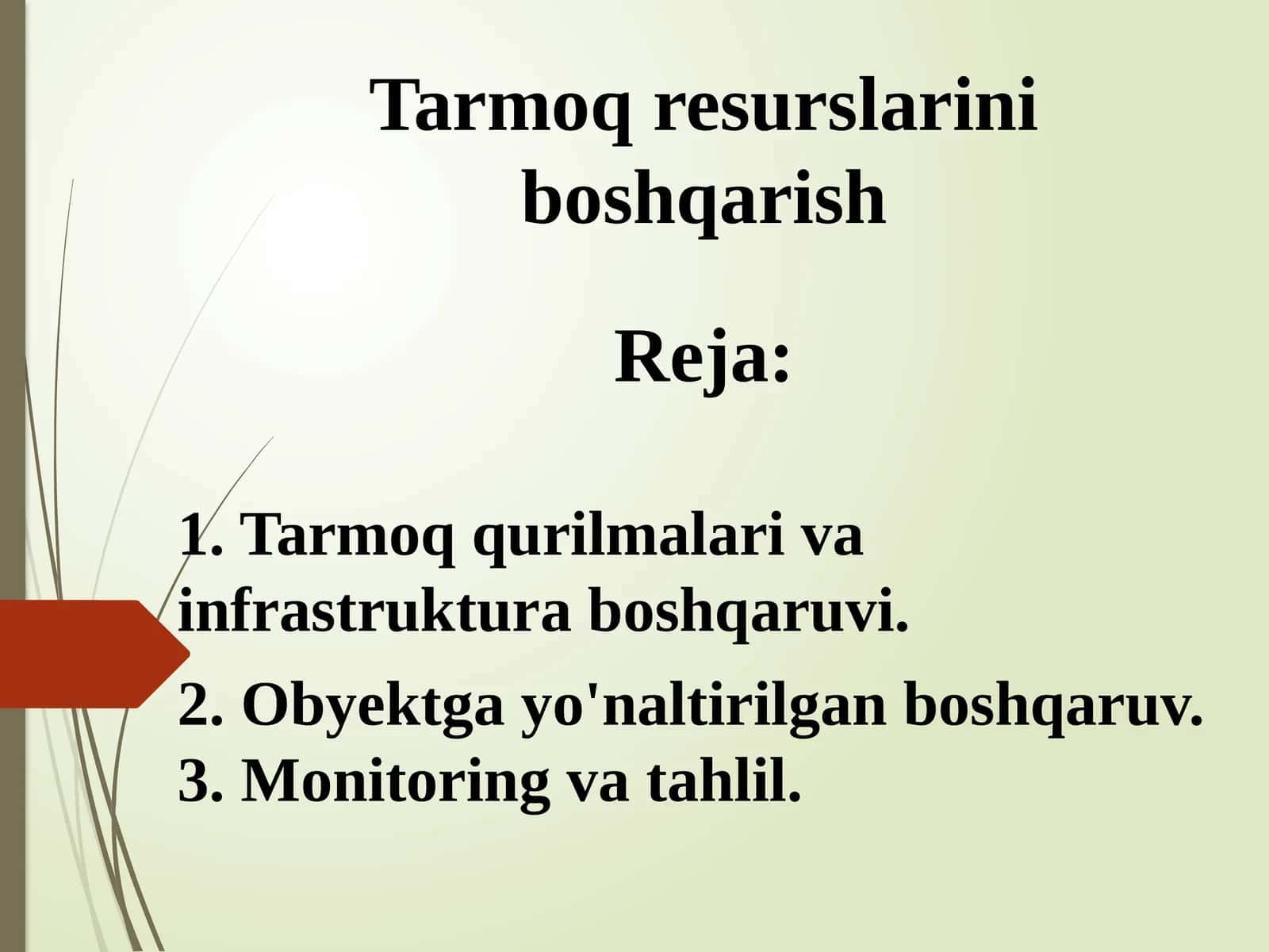 Tarmoq resurslarini boshqarish 1