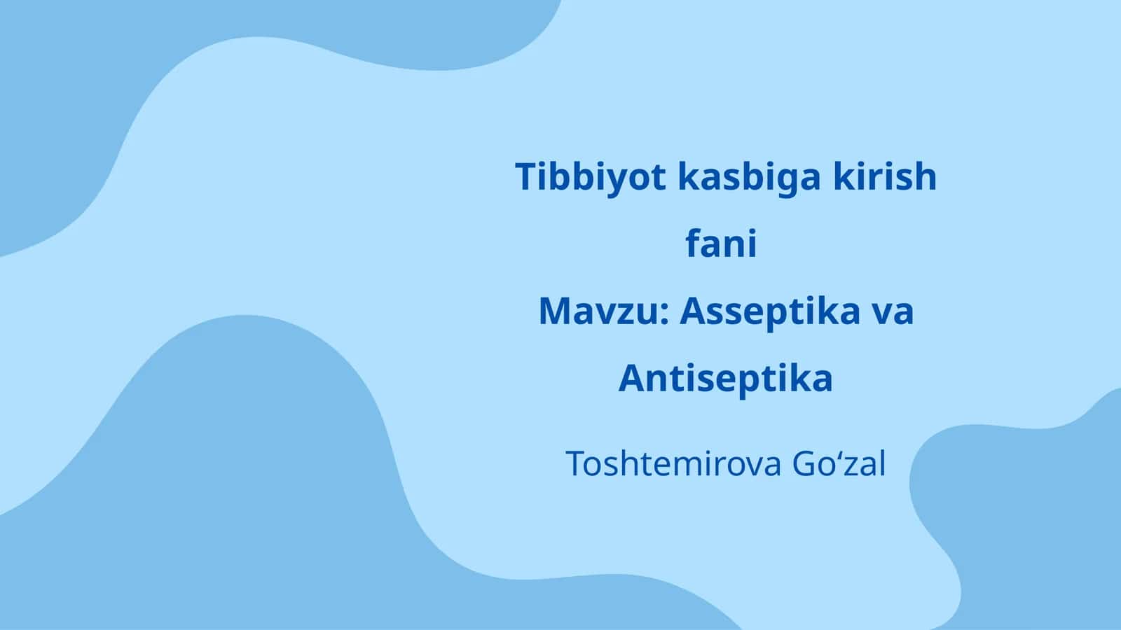 Tibbiyot kasbiga kirish fani 1