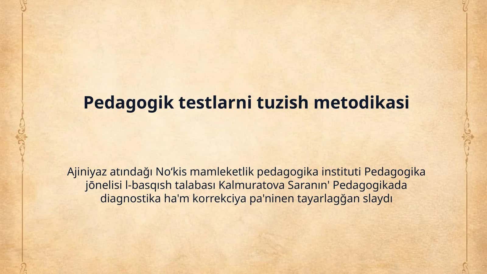 Pedagogik testlarni tuzish metodikasi 1