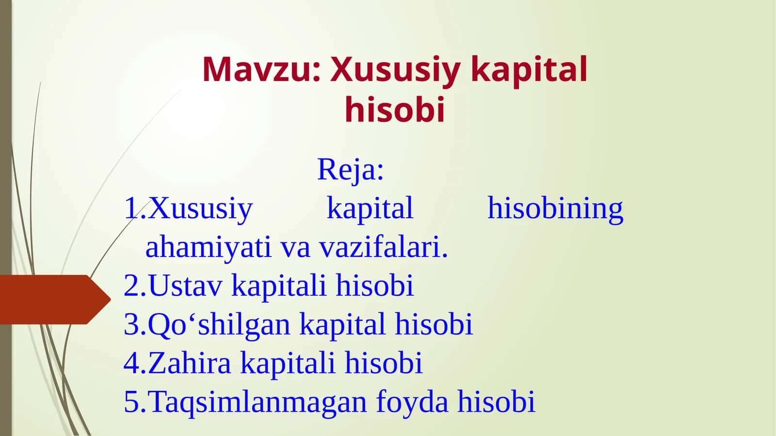 Xususiy kapital hisobi 1