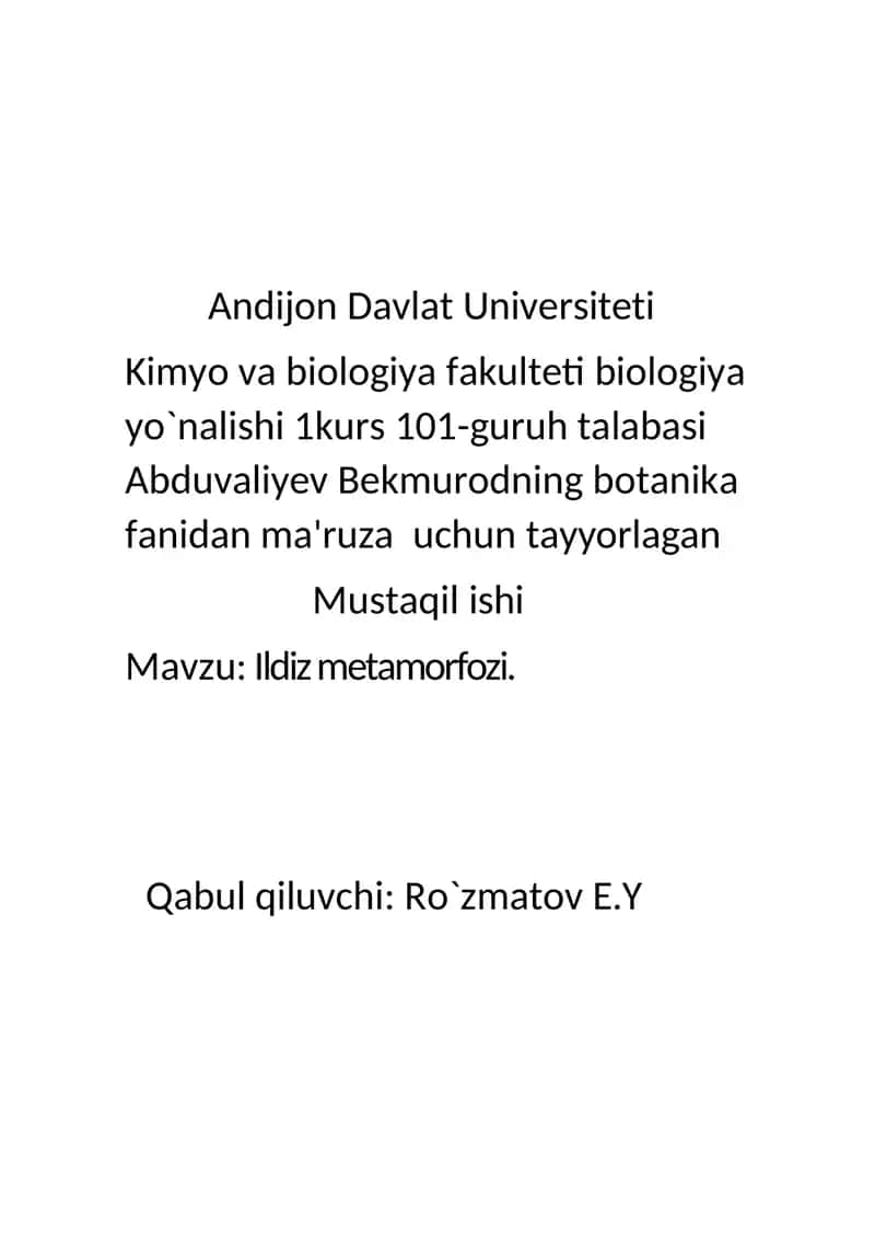 Ildiz metamorfozi 1