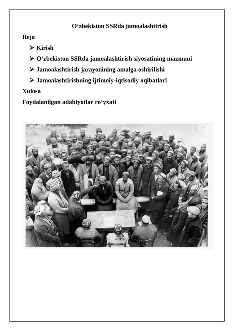 O‘zbekiston SSRda jamoalashtirish 1
