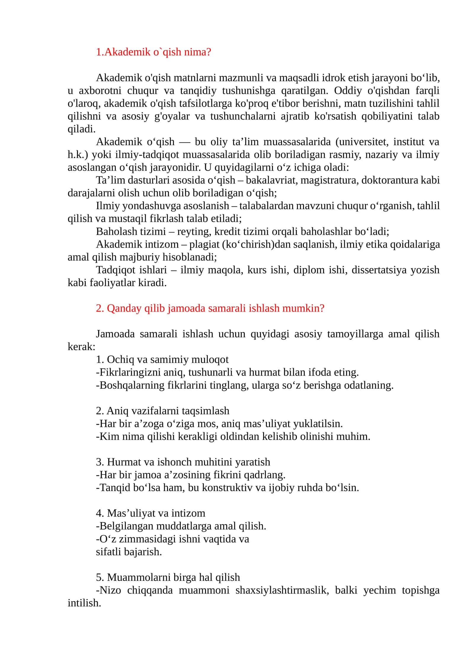 Akademik o‘qish 1