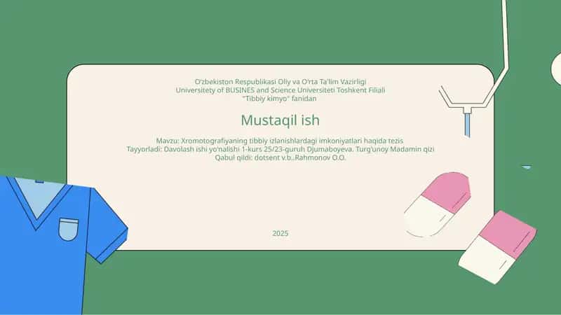 Xromotografiyaning Tibbiy Izlanishlardagi Imkoniyatlari 1
