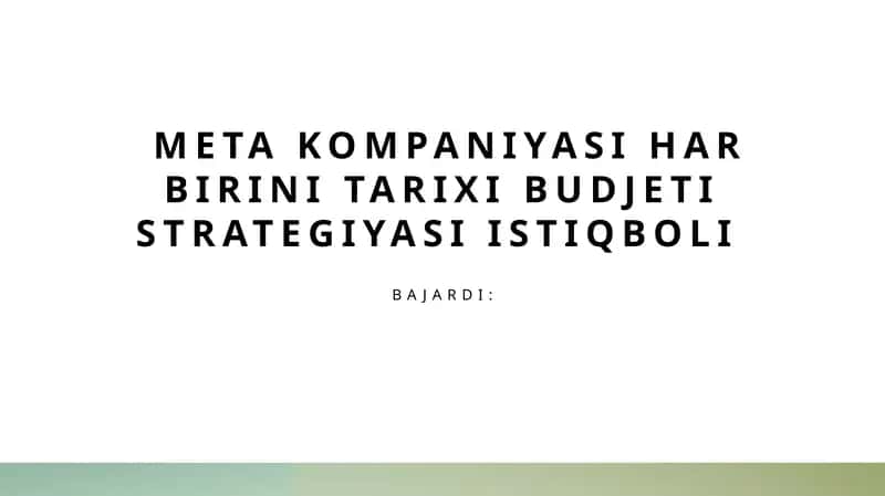 Meta kompaniyasining tarixi va rivojlanishi 1