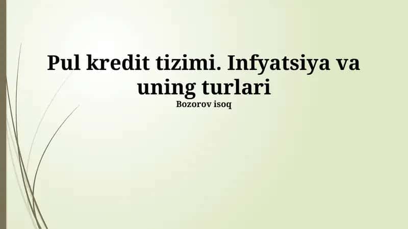Kredit Tizimi va Inflyatsiya 1