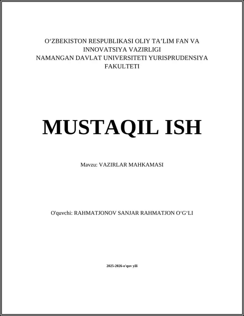 VAZIRLAR MAHKAMASI 1
