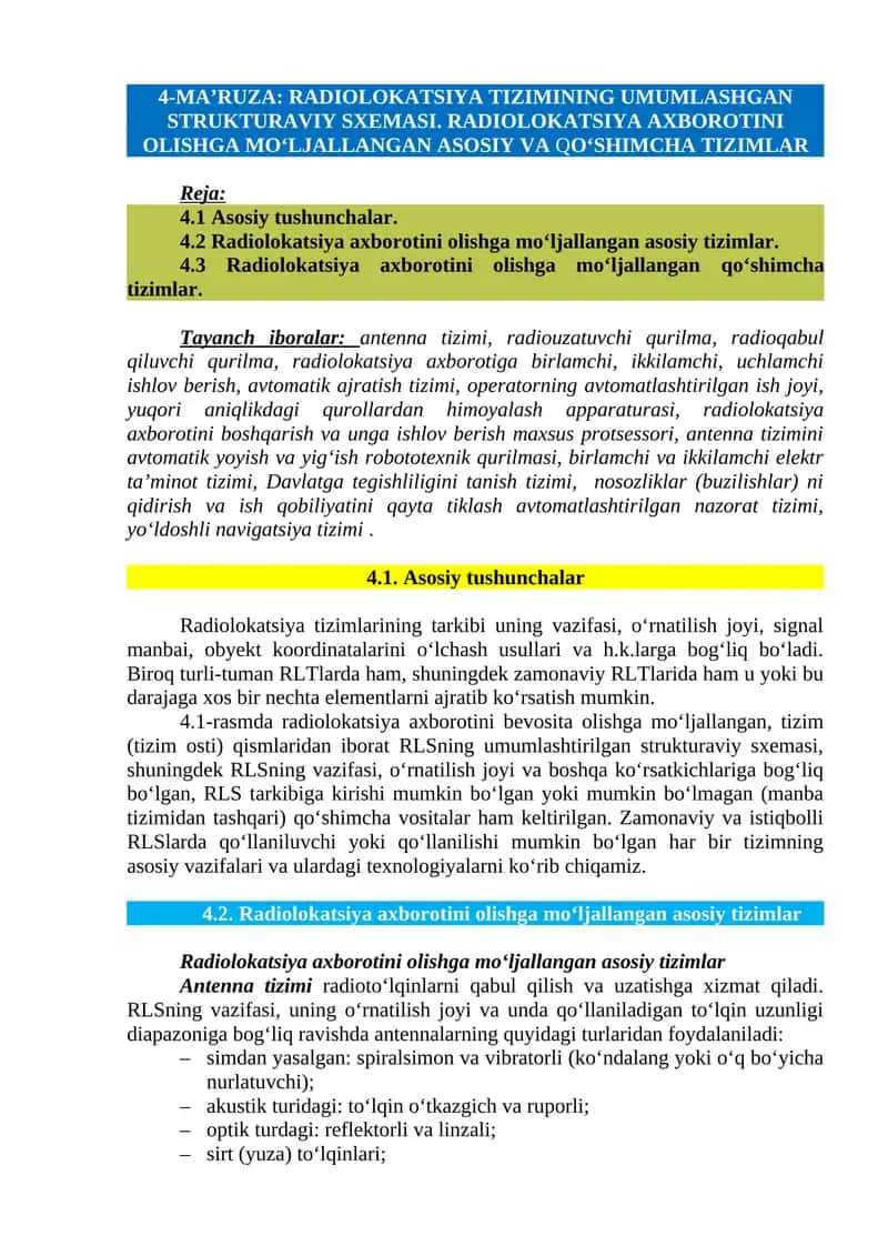 Radiolokatsiya Tizimi 1
