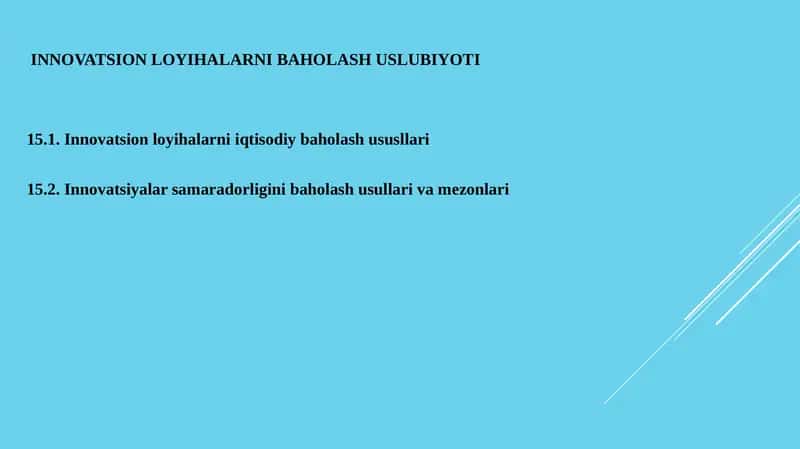 INNOVATSION LOYIHALARNI BAHOLASH USLUBIYOTI 1