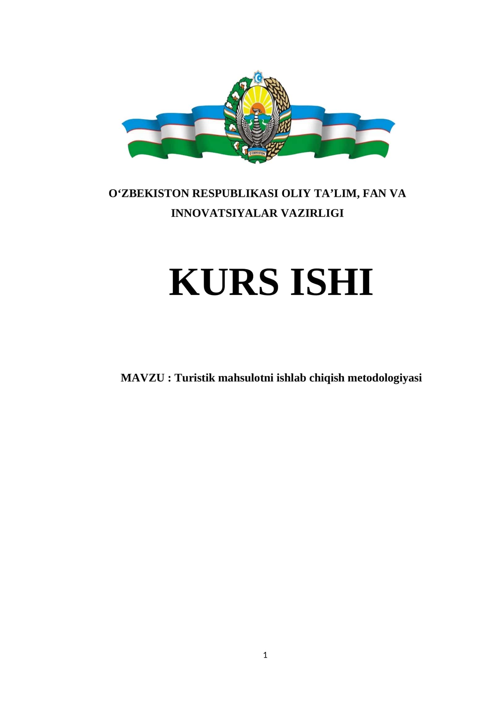 Turistik mahsulotni ishlab chiqish metodologiyasi 1