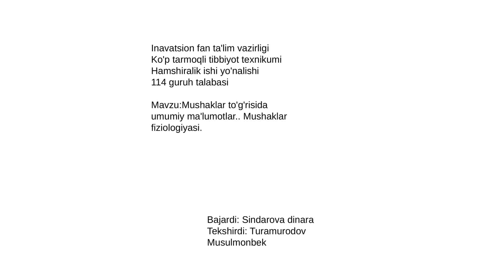 Mushaklar to'g'risida umumiy ma'lumotlar 1