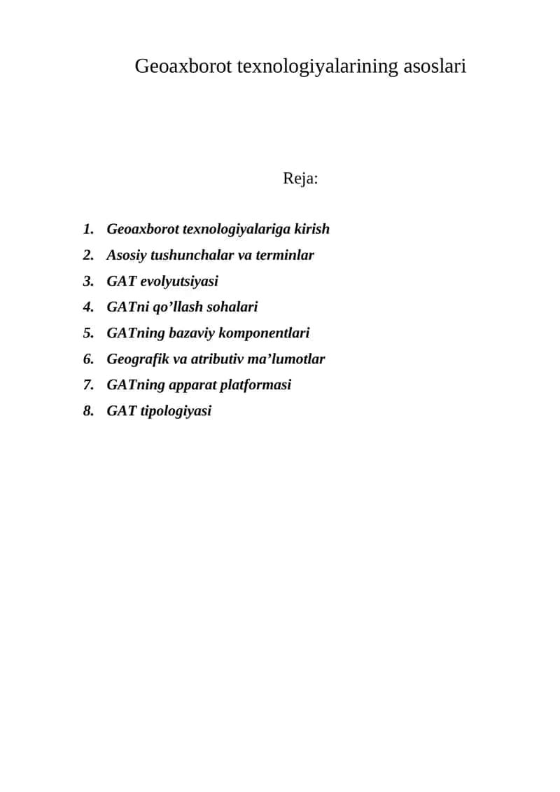 Geoaxborot texnologiyalarining asoslari 1