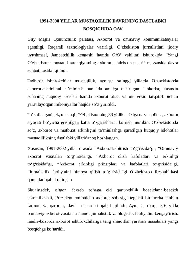 Mustaqilik Davri 1