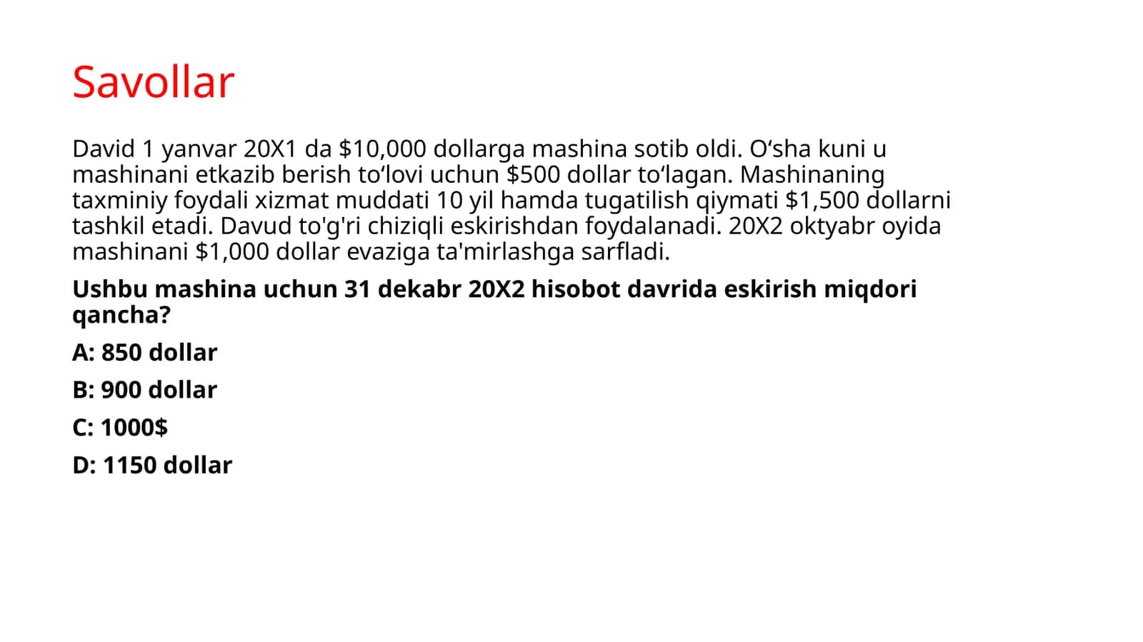 Savollar 1