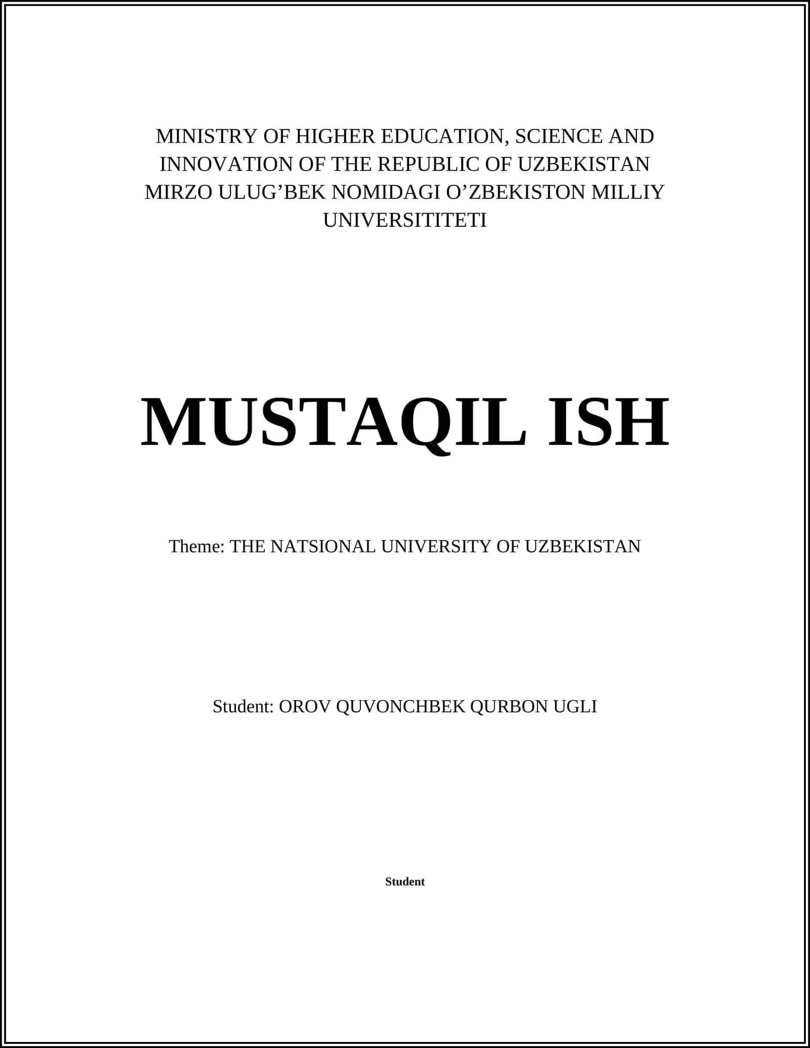 THE NATSIONAL UNIVERSITY OF UZBEKISTAN 1