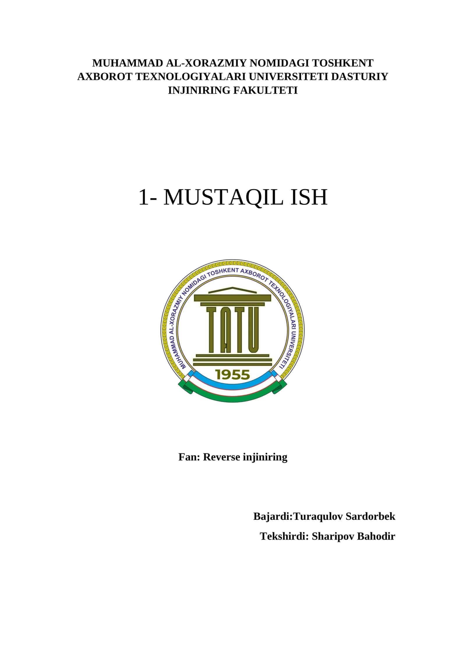 REVERSE INJINIRINGDA MODELLASHTIRISH 1