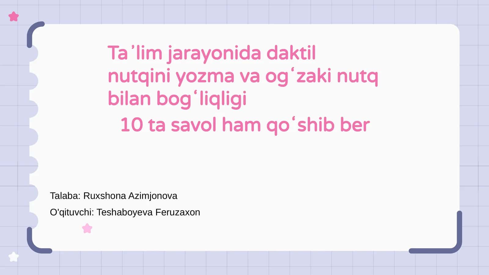 Taʼlim jarayonida daktil nutqini yozma va ogʻzaki nutq bilan bogʻliqligi 1