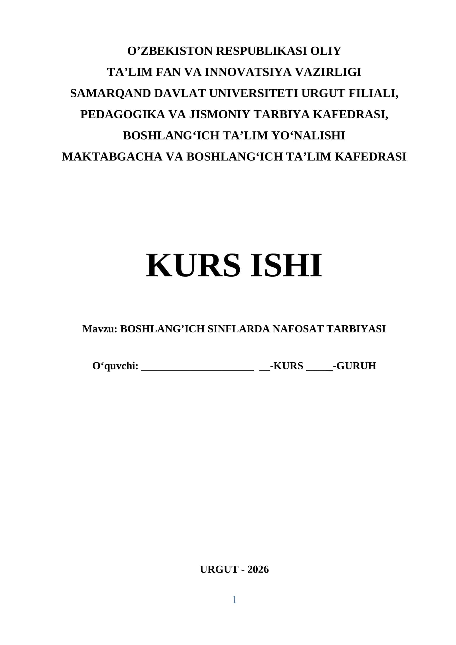 BOSHLANG’ICH SINFLARDA NAFOSAT TARBIYASI 1