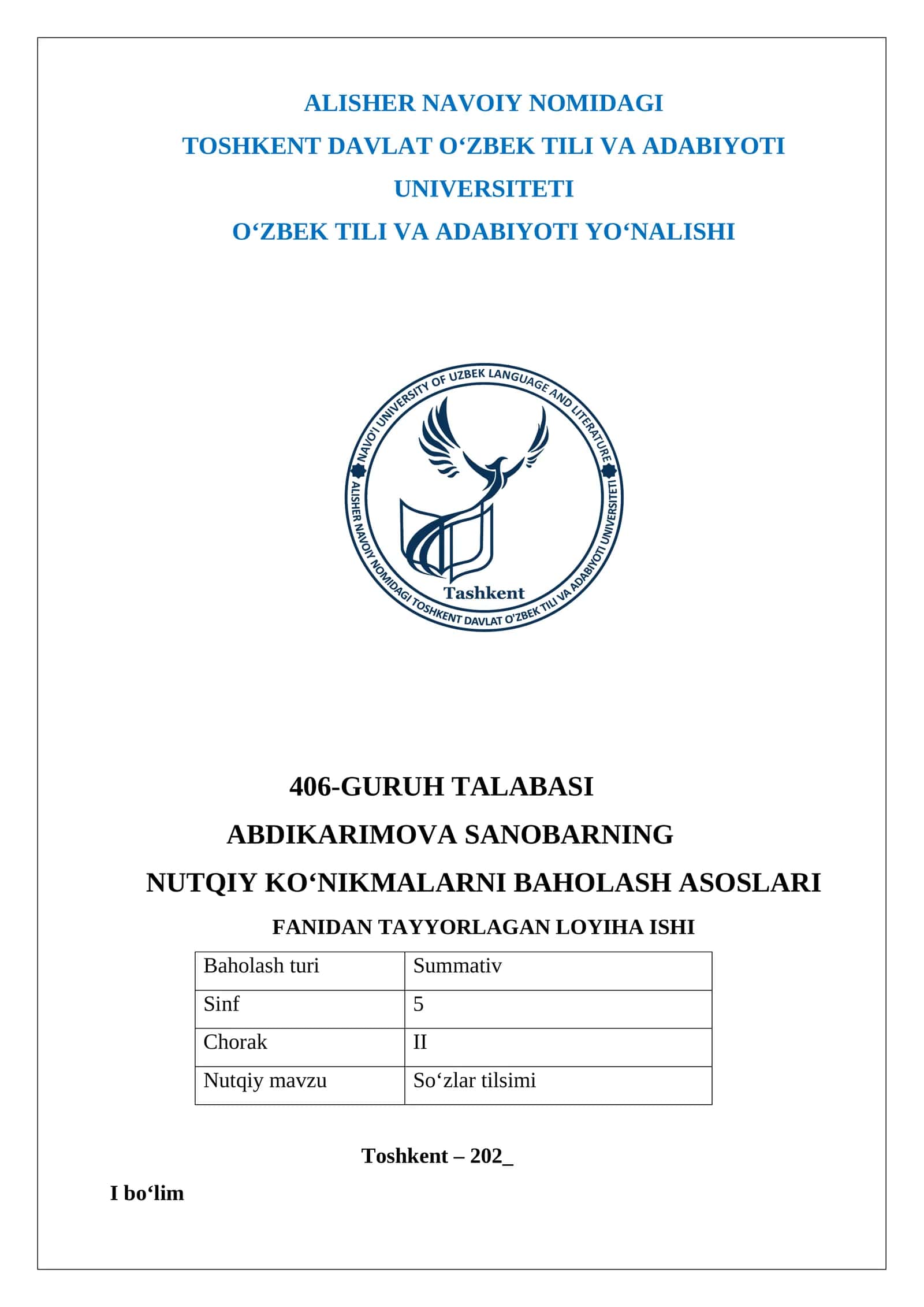 NUTQIY KO‘NIKMALARNI BAHOLASH ASOSLARI 1