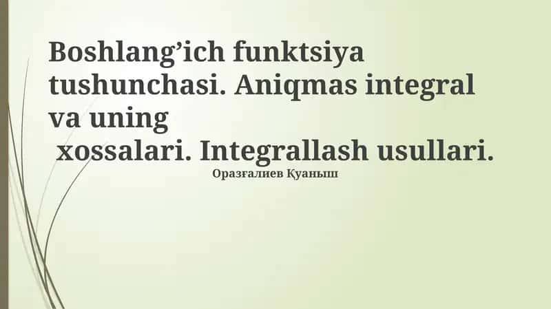 Boshlang'ich funktsiya tushunchasi 1