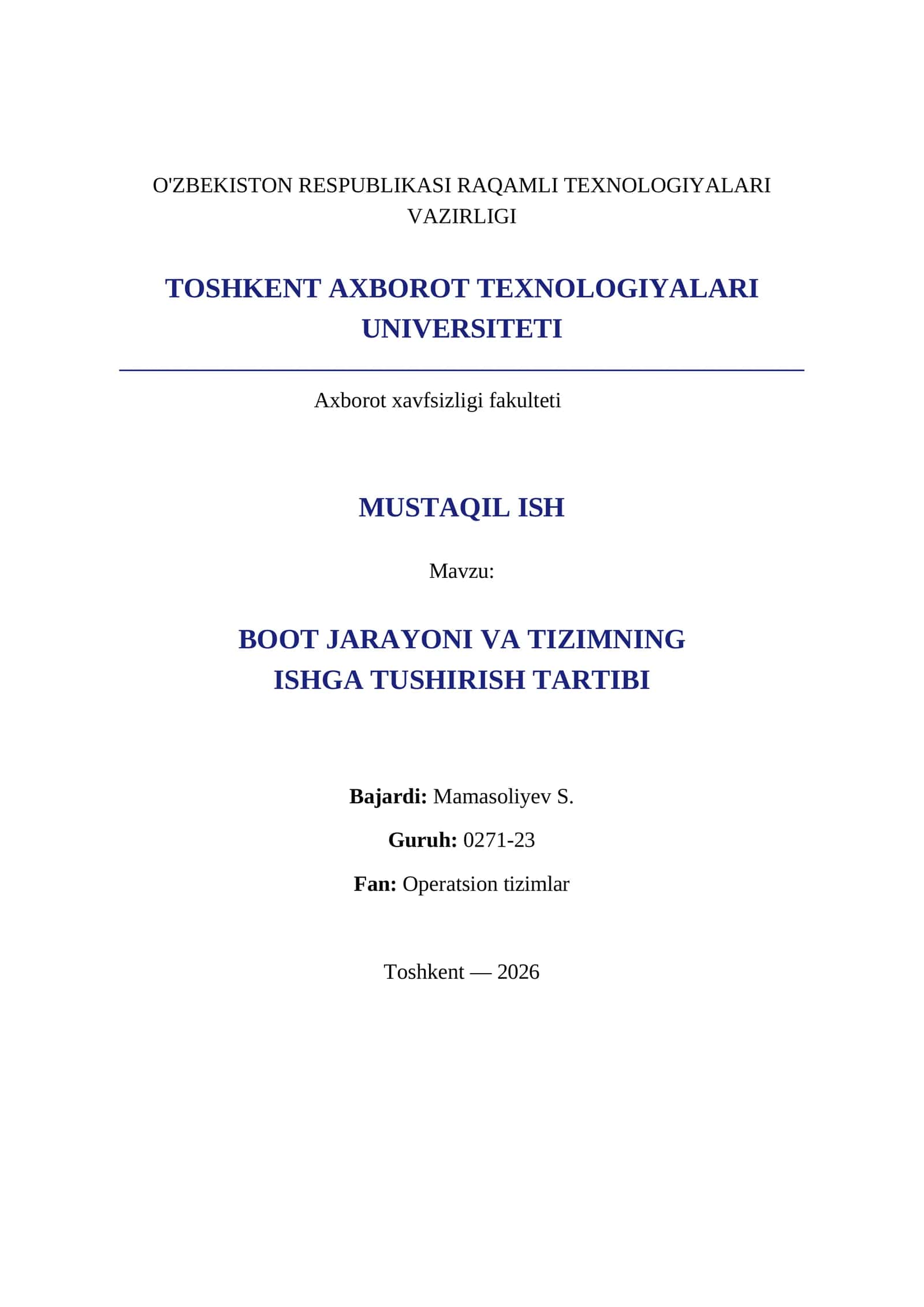 BOOT JARAYONI VA TIZIMNING ISHGA TUSHIRISH TARTIBI 1