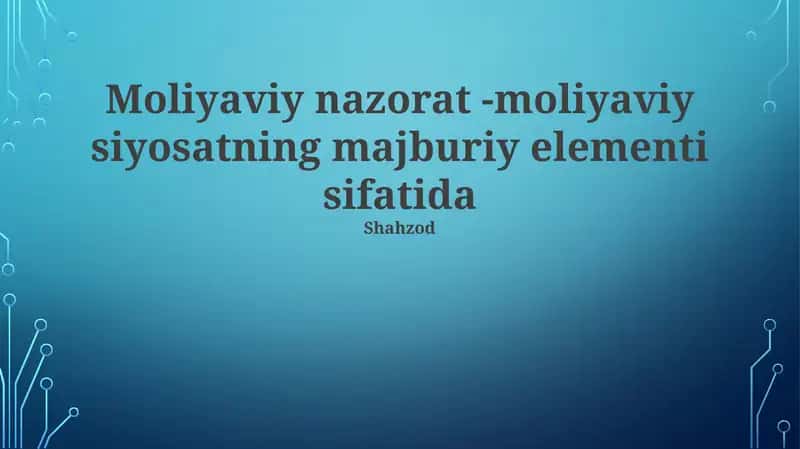 Moliyaviy nazorat 1