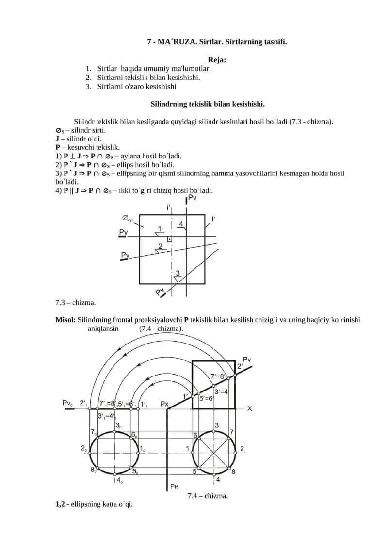 Sirtlar. Sirtlarning tasnifi 1
