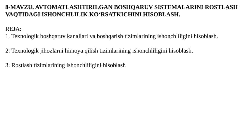 AVTOMATLASHTIRILGAN BOSHQARUV SISTEMALARI 1
