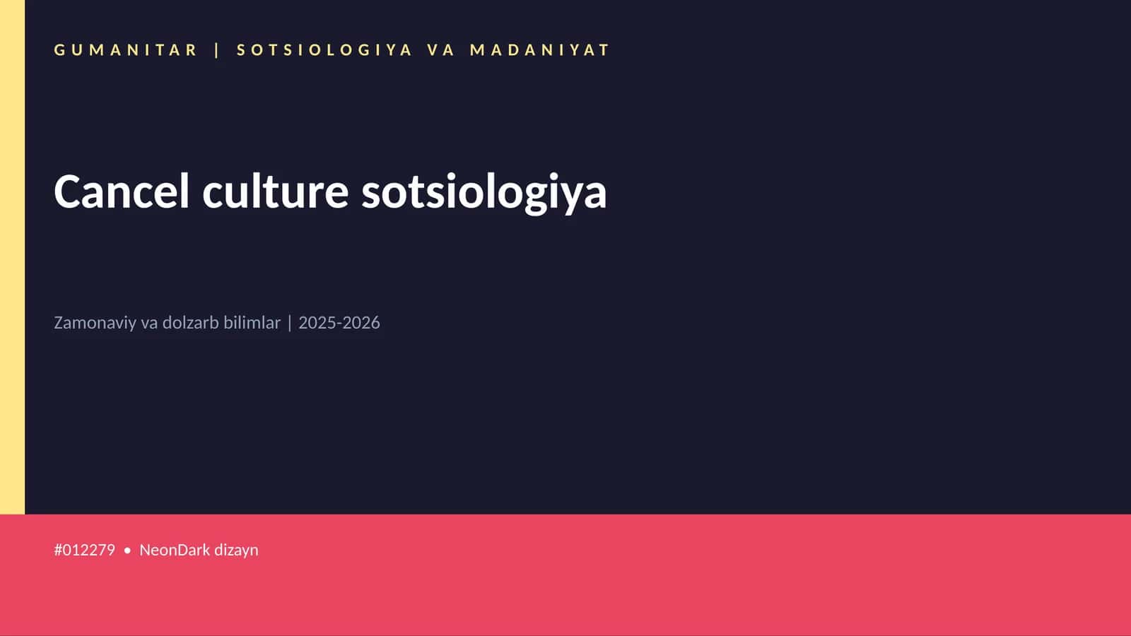 Mavzuga Kirish — Cancel culture sotsiologiya 1
