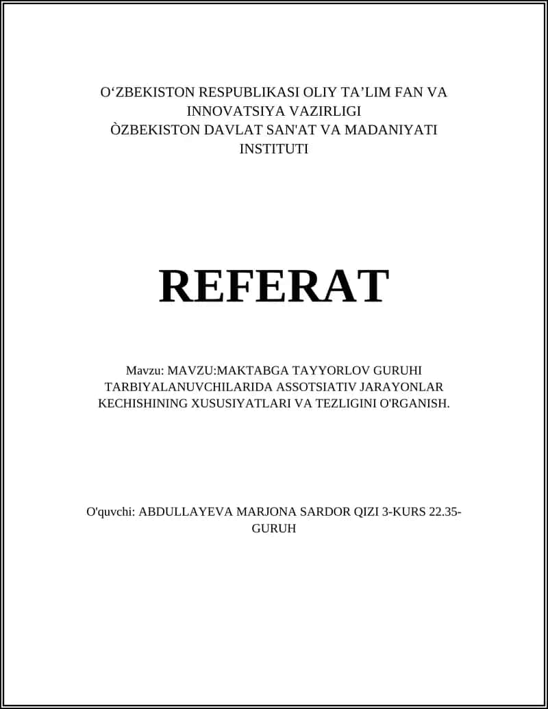 Assotsiativ Jarayonlar 1