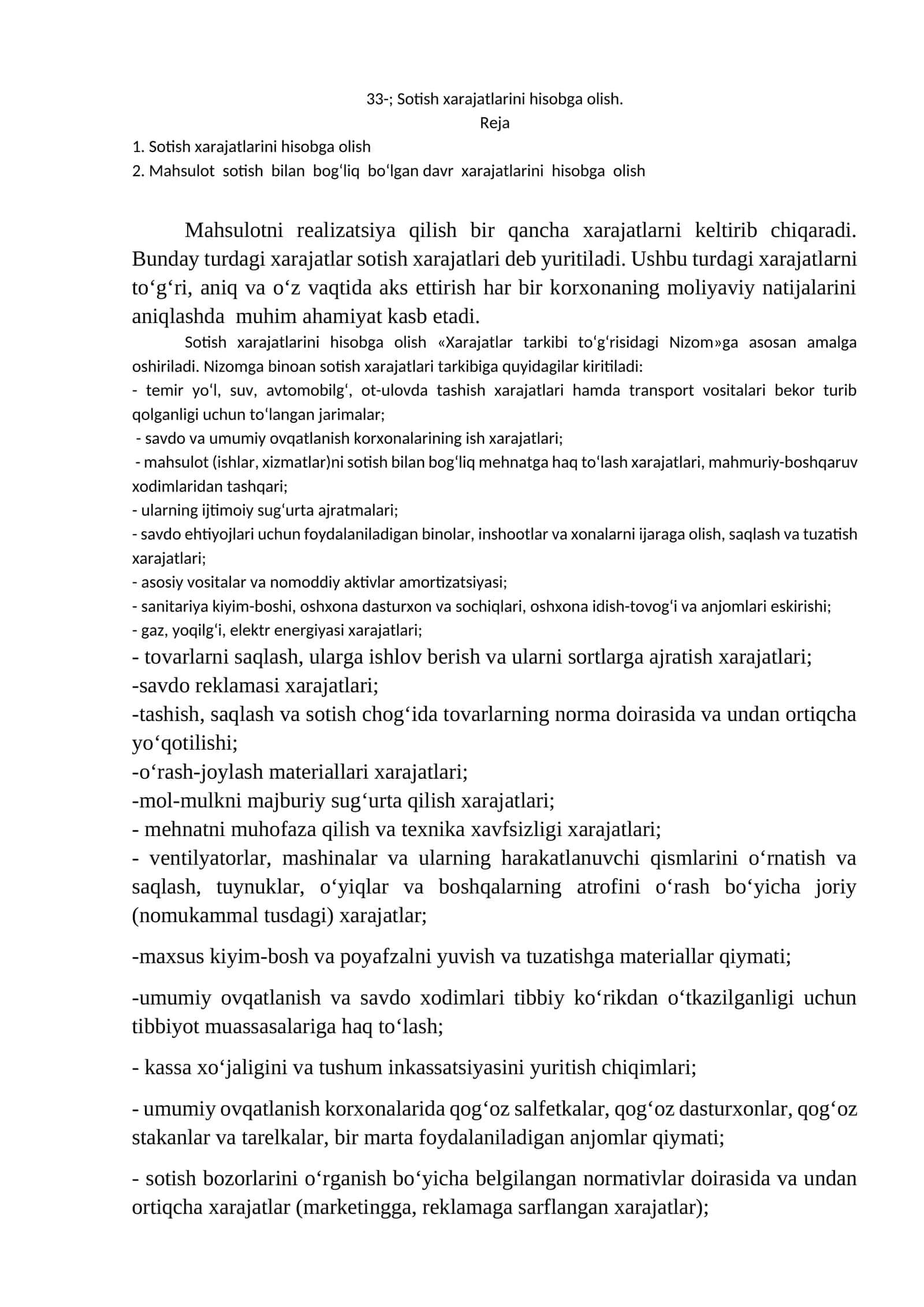 Sotish xarajatlarini hisobga olish 1