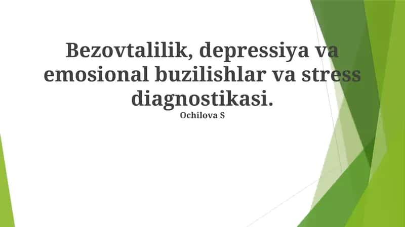 Hissiy Buzilishlarni O'rganish 1